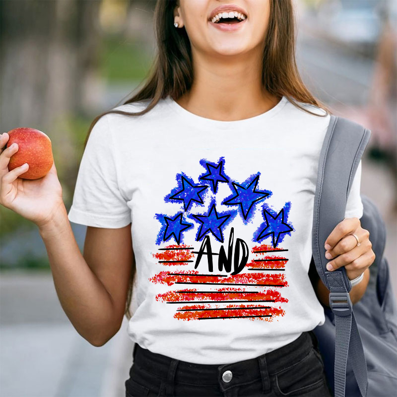 Stars And Flag Teacher T-Shirt