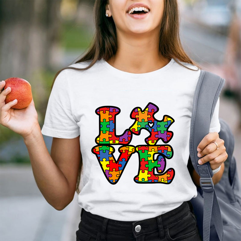 Love Austism Teacher T-Shirt