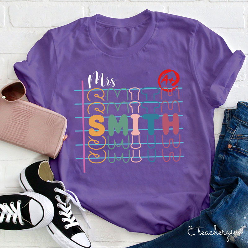 Personalized Teacher Name Colorful T-Shirt