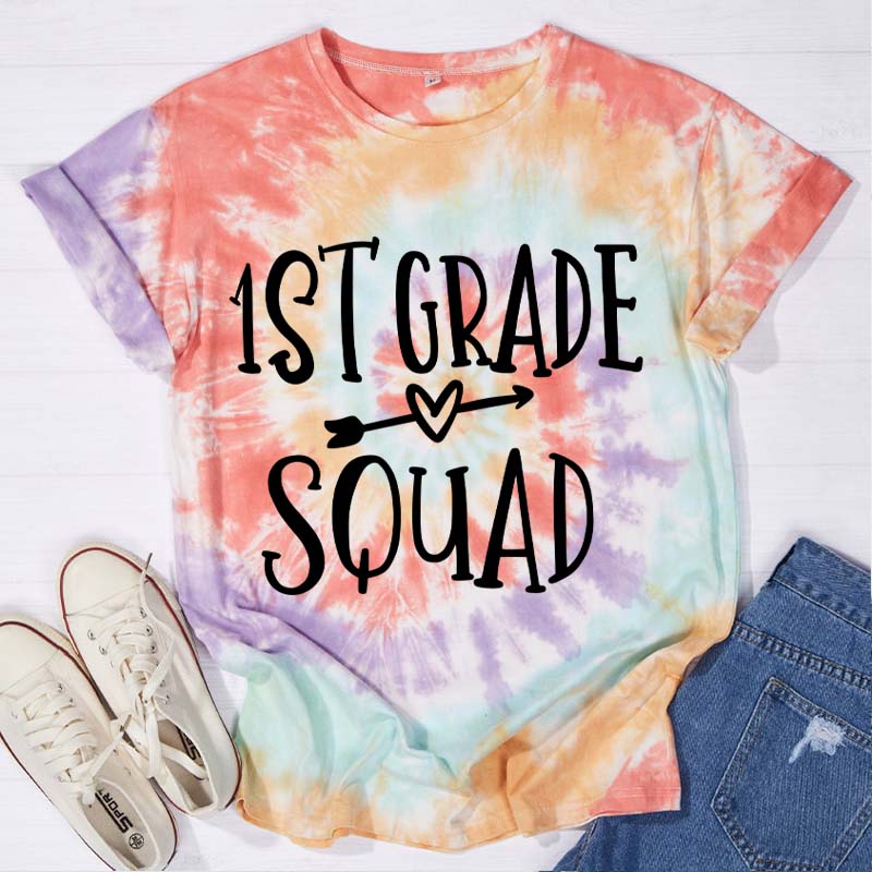 Personalized First Grade Kinder Squad Teacher Tie-dye T-Shirt