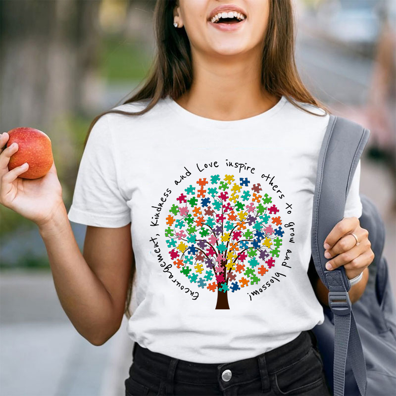 Encouragement Kindness And Love Inspire Others To Grow And Blossom Teacher T-Shirt