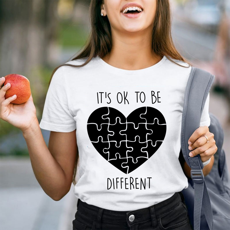 It's Ok To Be Different Love Heart Teacher T-Shirt