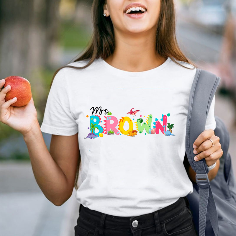 Personalized Dinosaur Egg Teacher T-Shirt