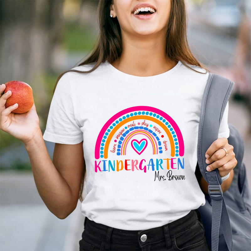 Personalized Grade And Name Learn Imagine Create Inspire Teacher T-Shirt