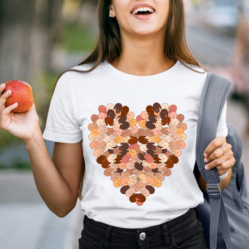 Color Mosaic Heart Teacher T-Shirt