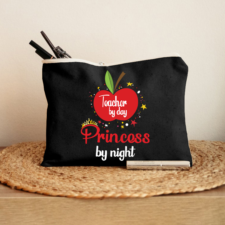 Teacher By Day Prinecess By Night Makeup Bag
