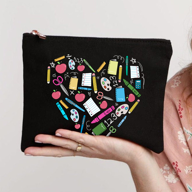 Teacher Heart Makeup Bag