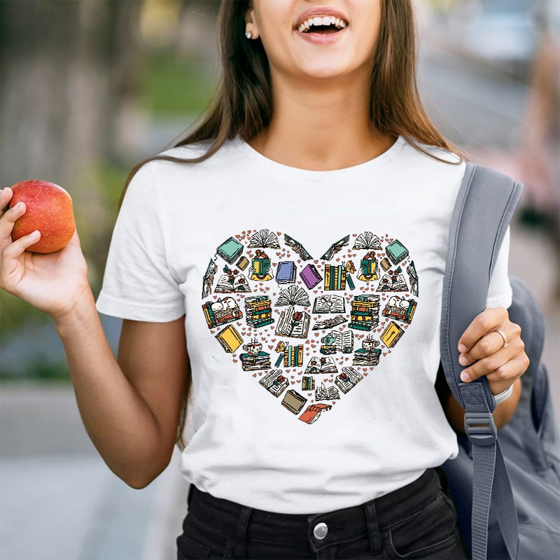 Book Heart World Of Books Teacher T-Shirt