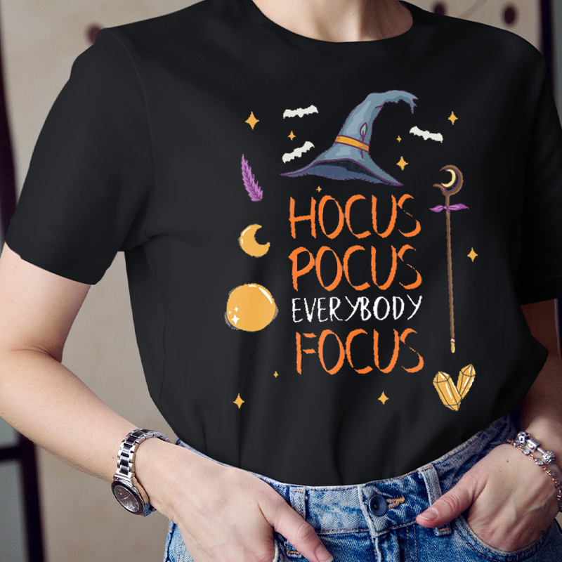 Hocus Pocus Everybody  Focus Magic Hat And Wand T-Shirt