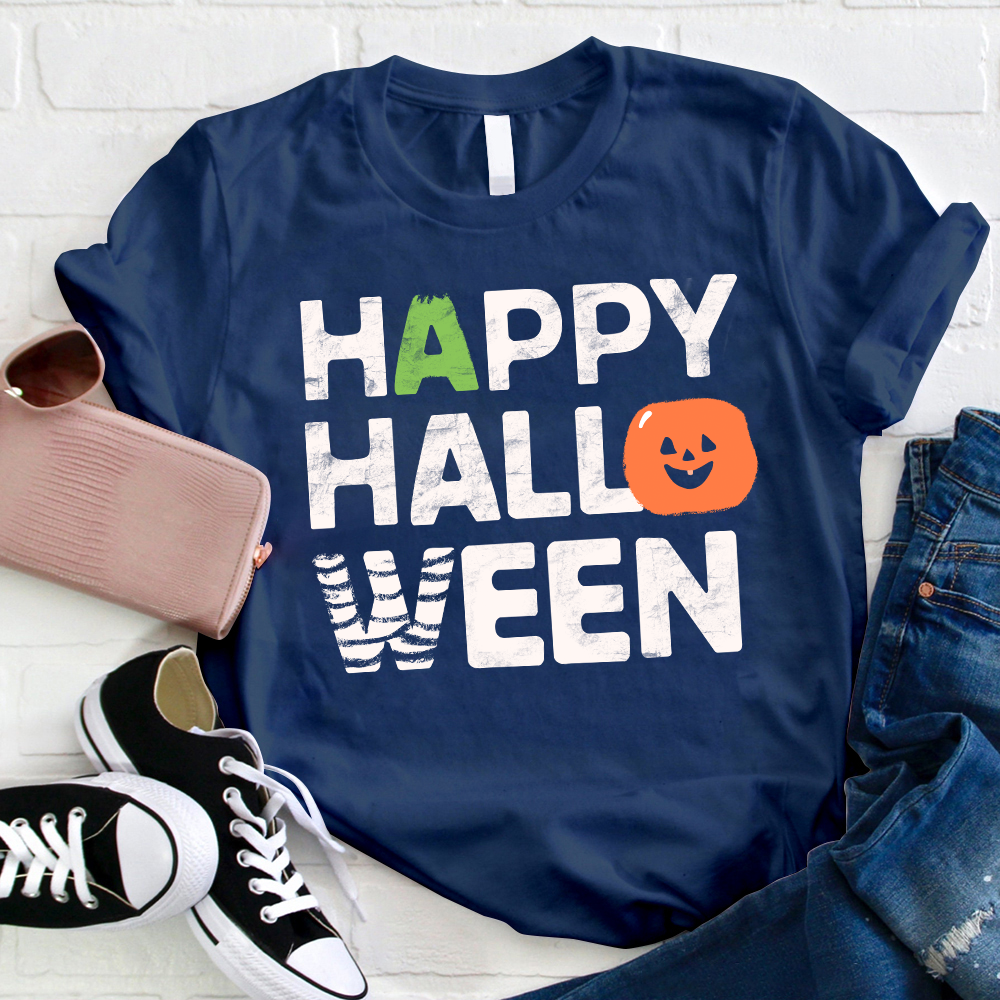 Smiling Pumpkin Happy Halloween T-Shirt