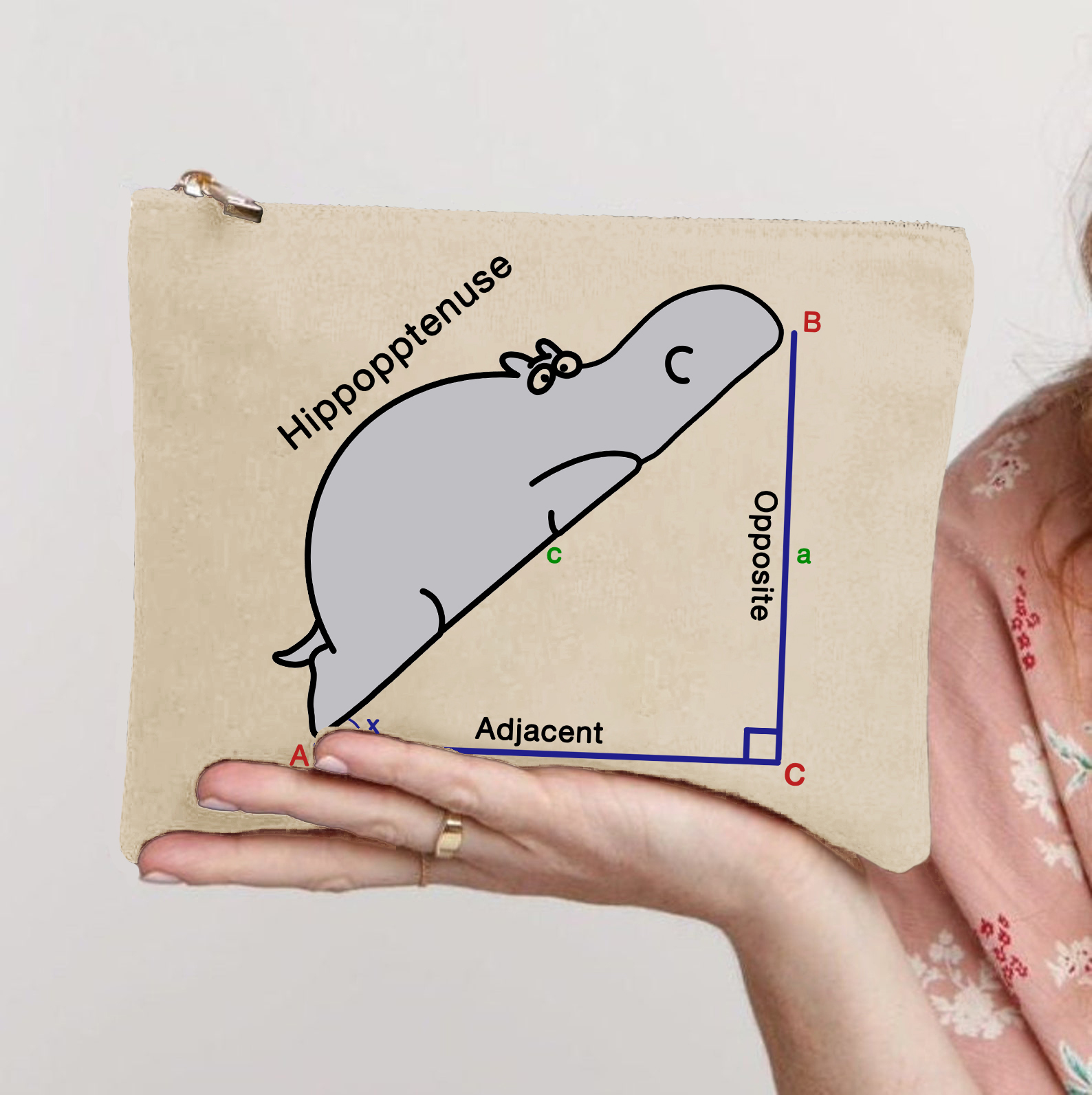 Hippopotenuse Makeup Bag