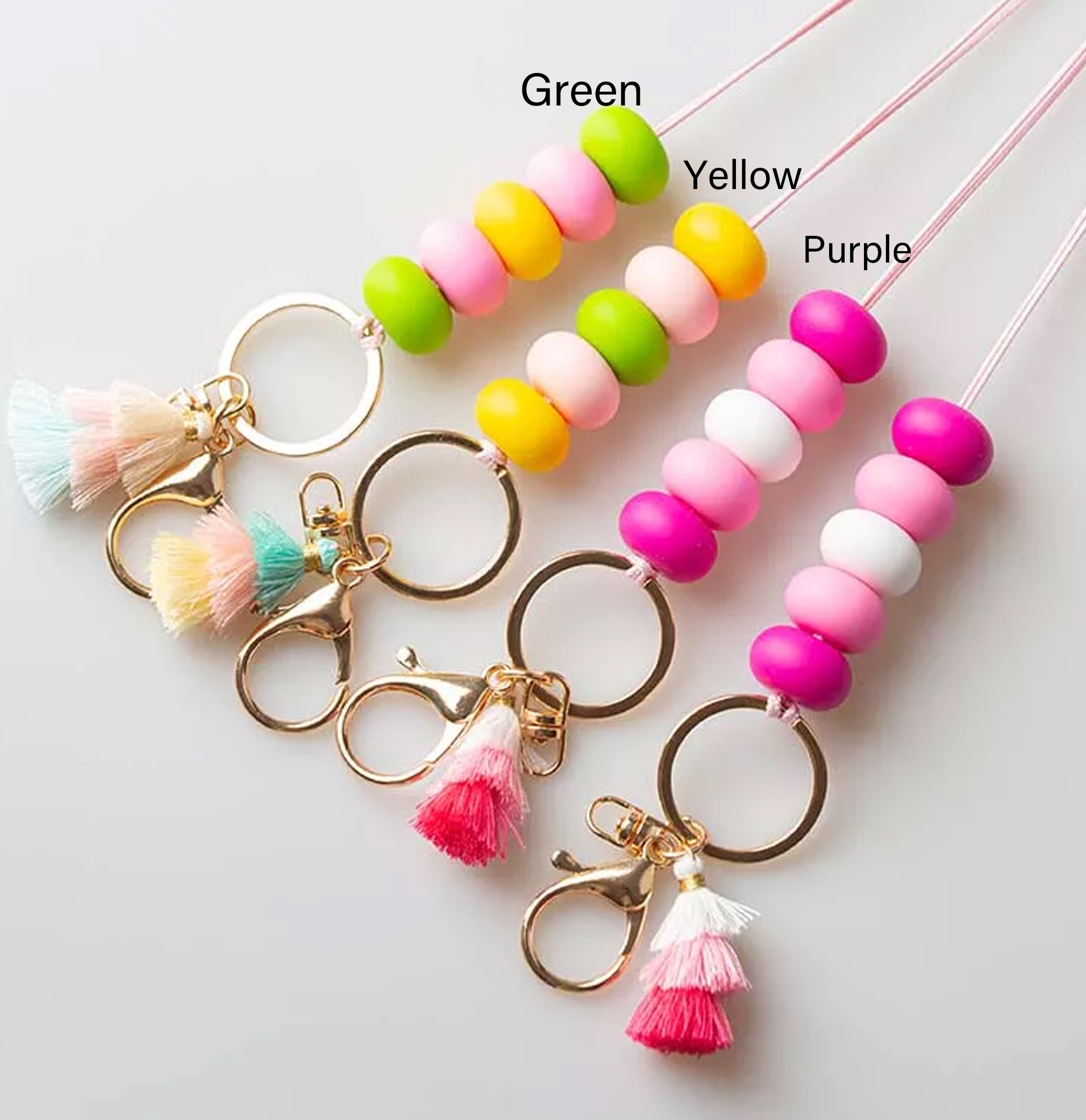 Multicolor Beads Rainbow Tassels Lanyard