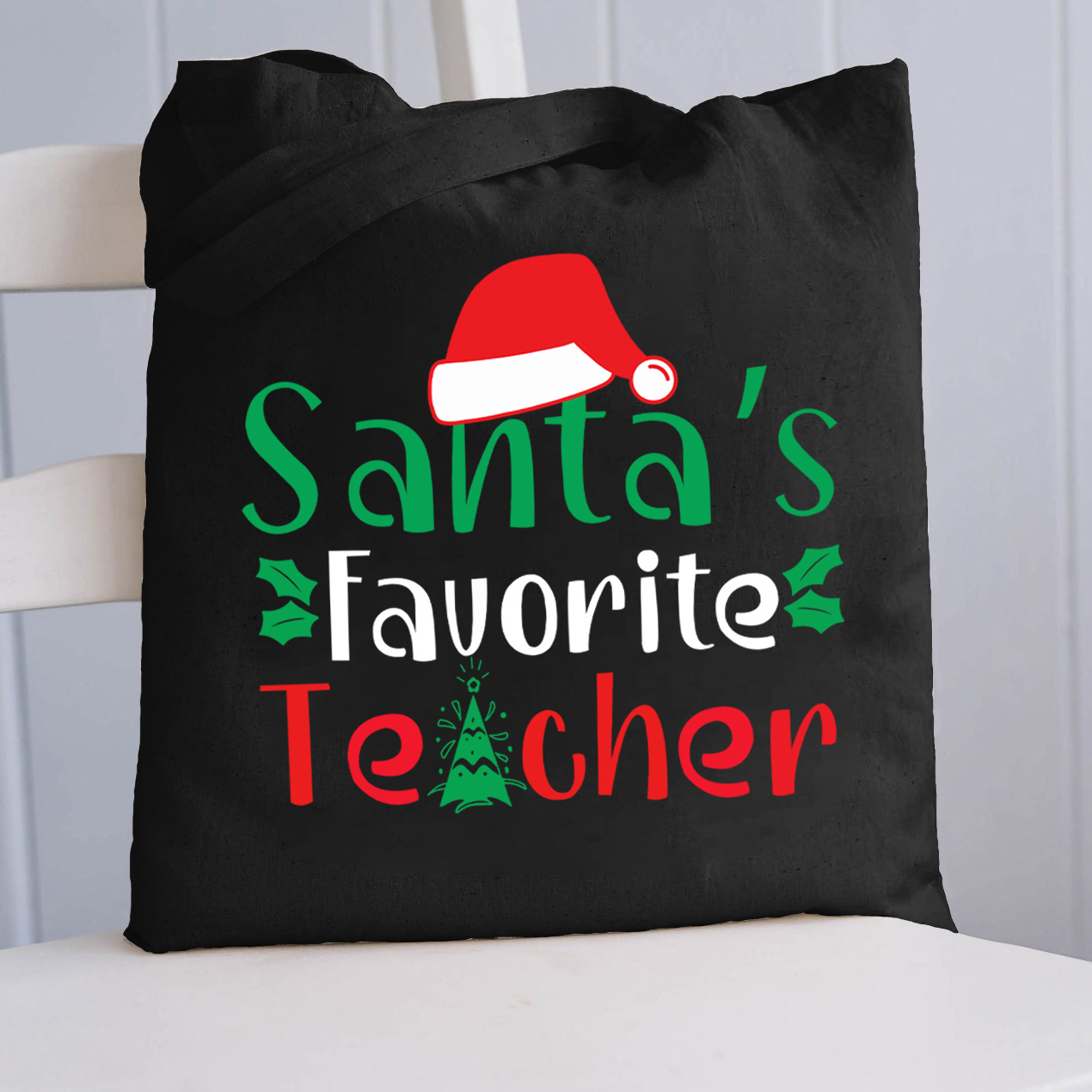 LatestSanta's Favorite Teacher Christmas Tree Tote Bag for Sale-Teachersgram