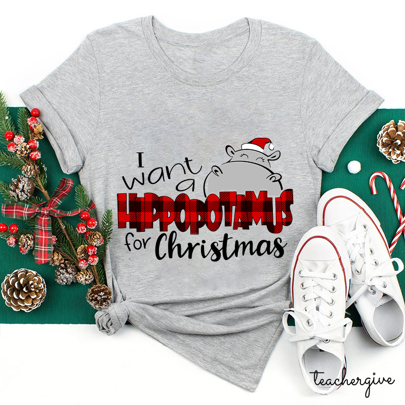 I Want A Hippopotamus For Christmas Teacher T-Shirt