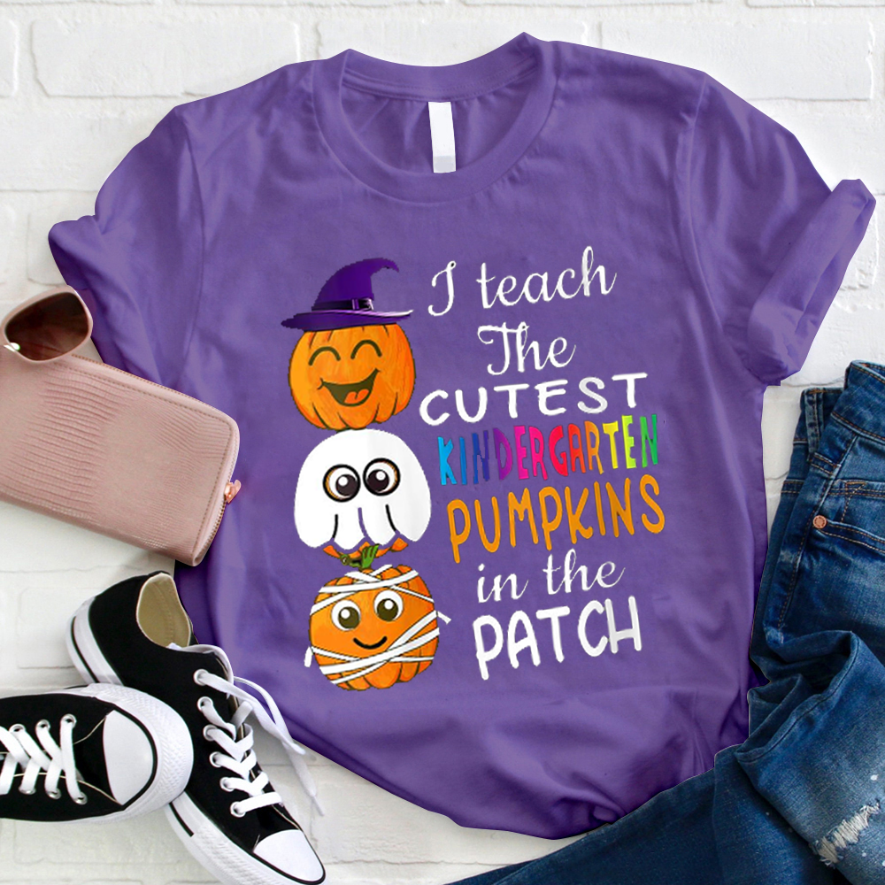 Personalized I Teach The Cutest Pumpkins In The Patch Witch Hat Teacher T-Shirt