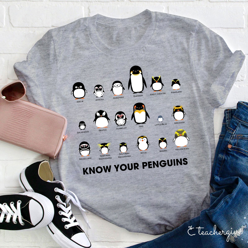 Know Your Penguins Teacher T-Shirt