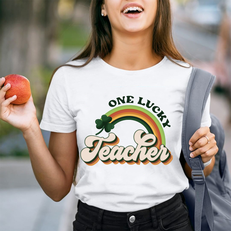 One Lucky Teacher Rainbow Teacher T-Shirt