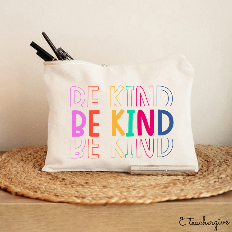Be Kind Colorful Stripes Teacher Makeup Bag-Teachergive