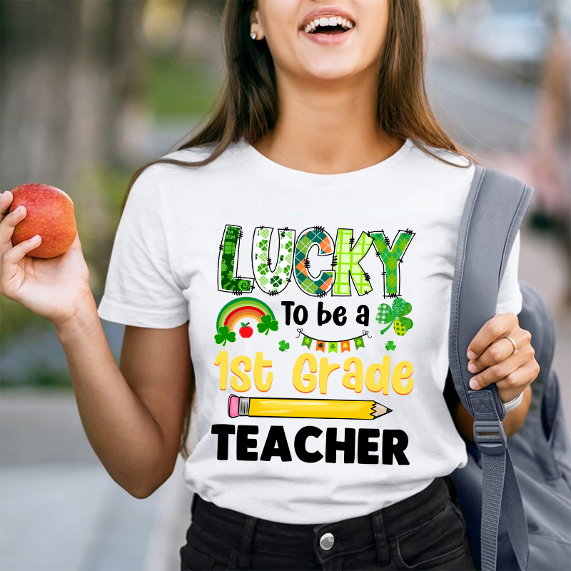 Personalized Grade Lucky To Be A Teacher T-Shirt