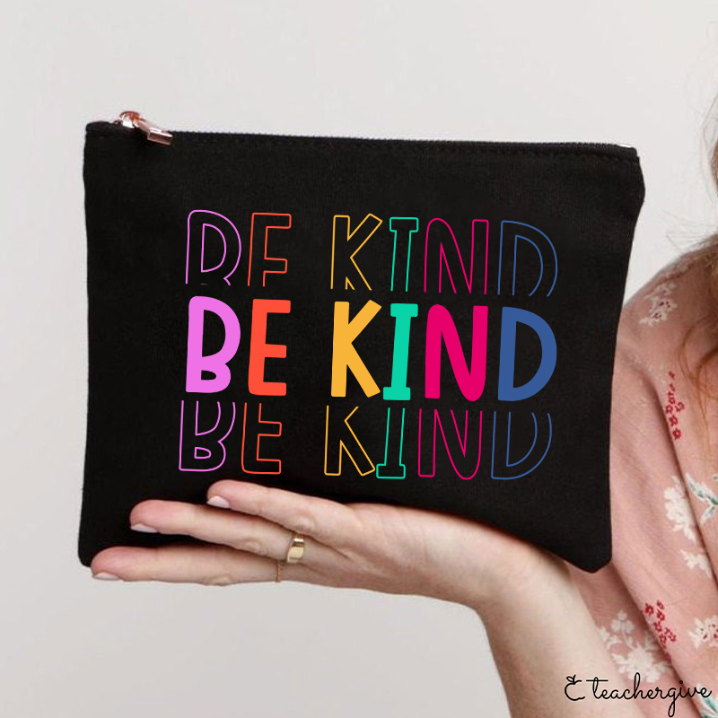 Be Kind Colorful Stripes Teacher Makeup Bag
