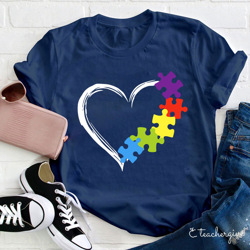 Puzzle Of Love Teacher T-Shirt