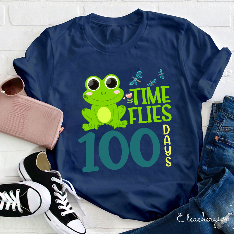 Time Flies 100 Days Teacher T-Shirt