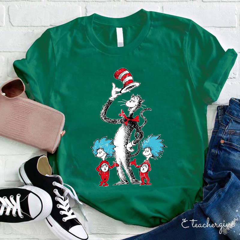 Cat In The Hat Thing One Thing Two Teacher T-Shirt
