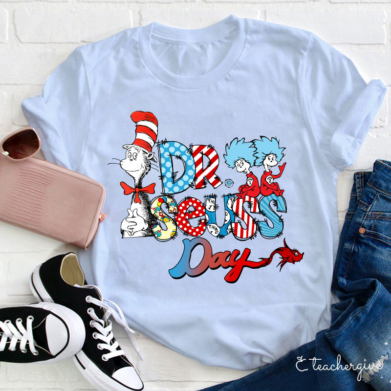 Dr. Seuss Day Cat Things Red Fish Teacher T-Shirt