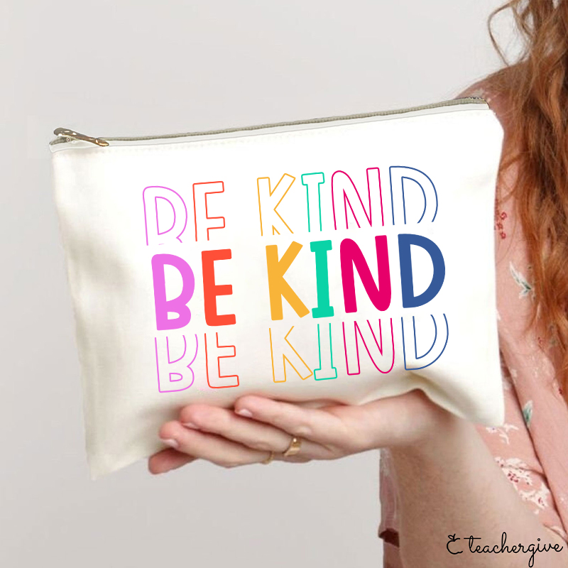 Be Kind Colorful Stripes Teacher Makeup Bag