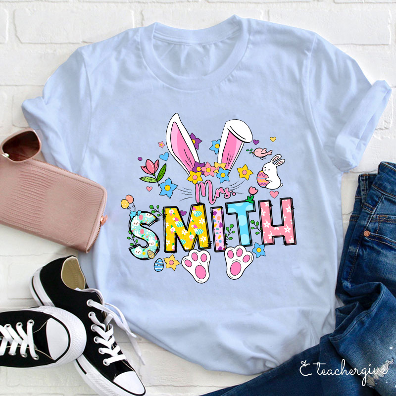 Personalized Easter Bunny Teacher T-Shirt