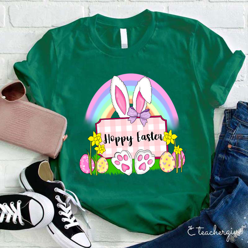 Hoppy Easter Rainbow Teacher T-Shirt