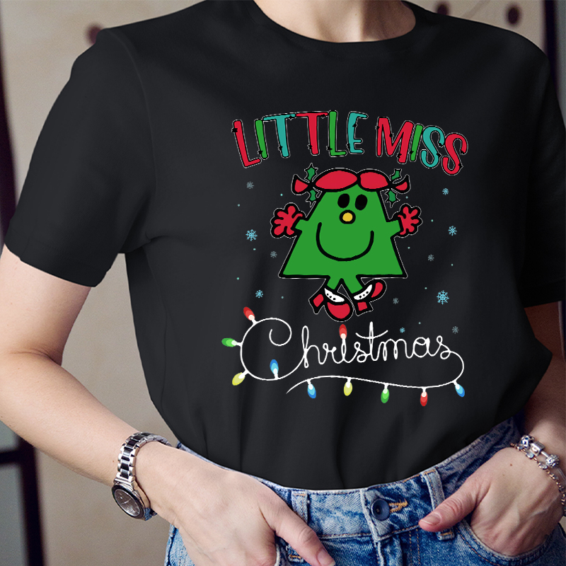 Little Miss Loves Christmas Teacher T-Shirt