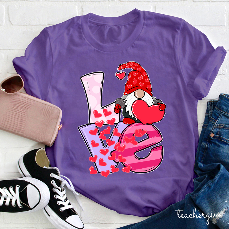 Gnome Send You Valentine Love Teacher T-Shirt