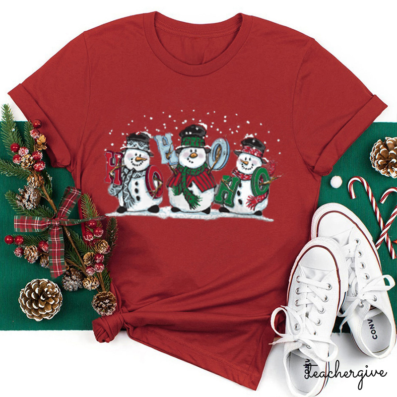 Dancing Snowman Ho Ho Ho Teacher T-Shirt