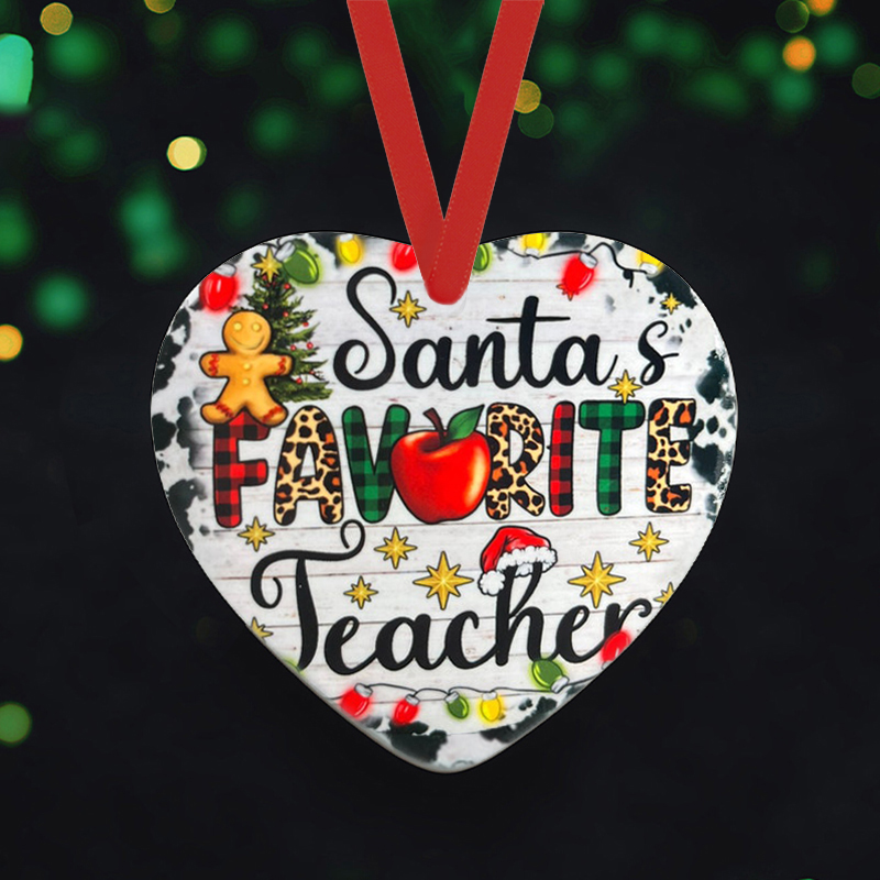 Santa's Favorite Teacher Leopard Teacher Ceramic Christmas Ornament