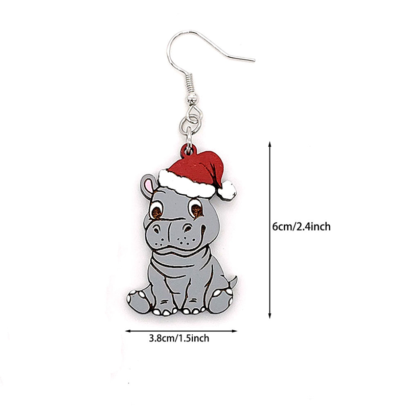 All I Want For Christmas Is Hippopotamus Teacher Wooden Earrings