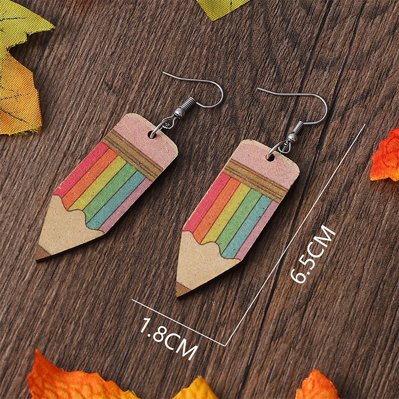 Big Pencil Teacher Wooden Earrings