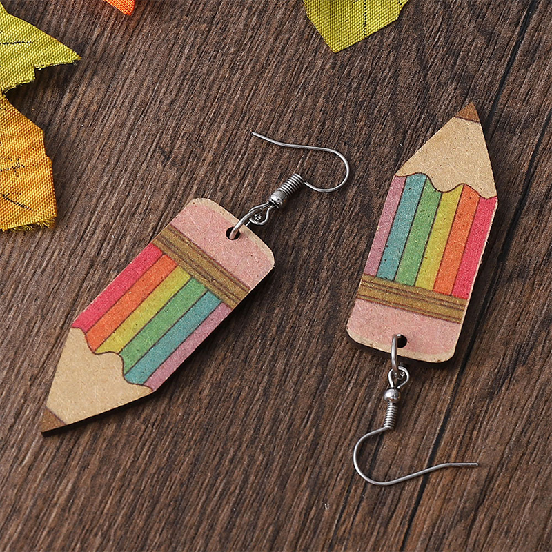 Big Pencil Teacher Wooden Earrings