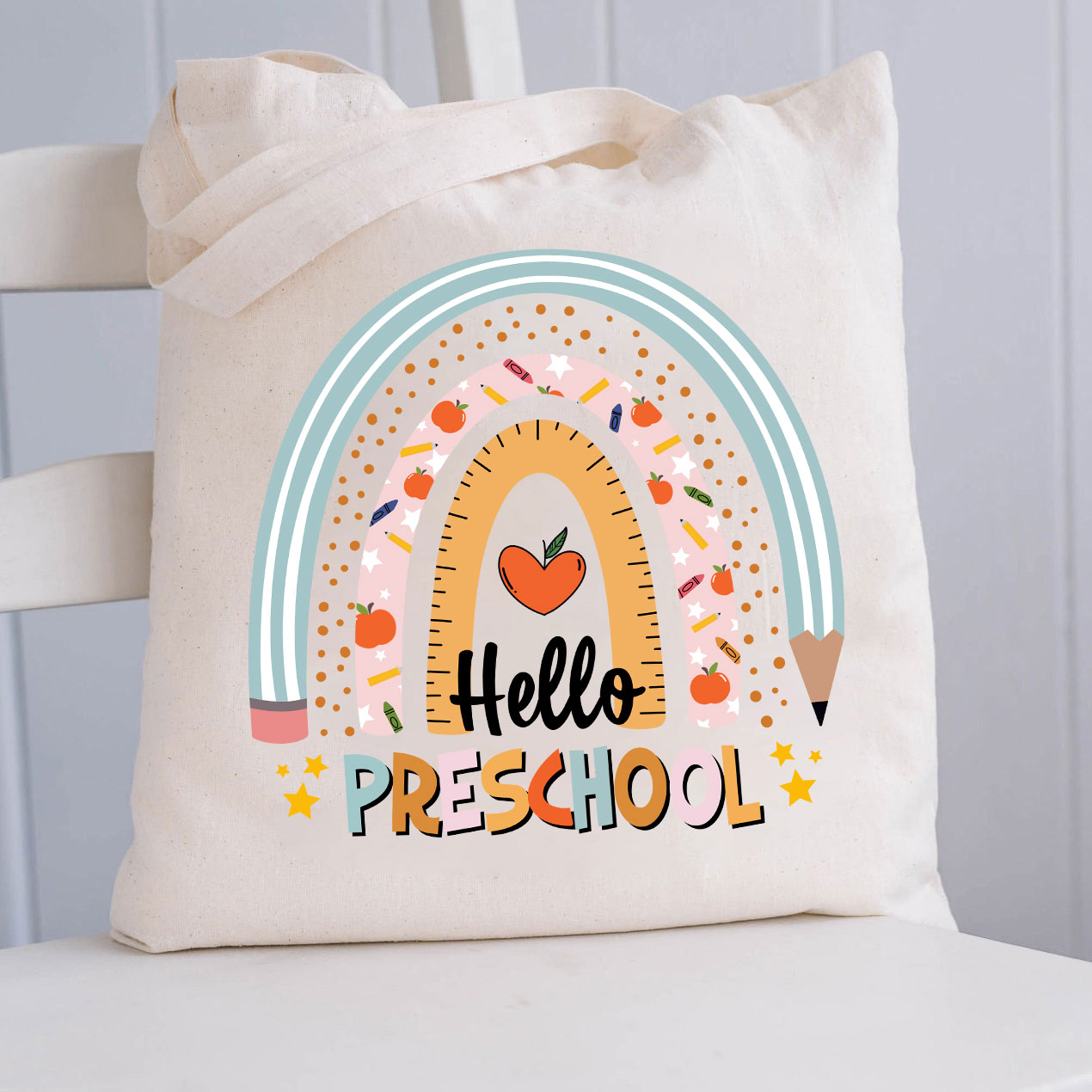 Personalized Hello Preschool Teacher Tote Bag