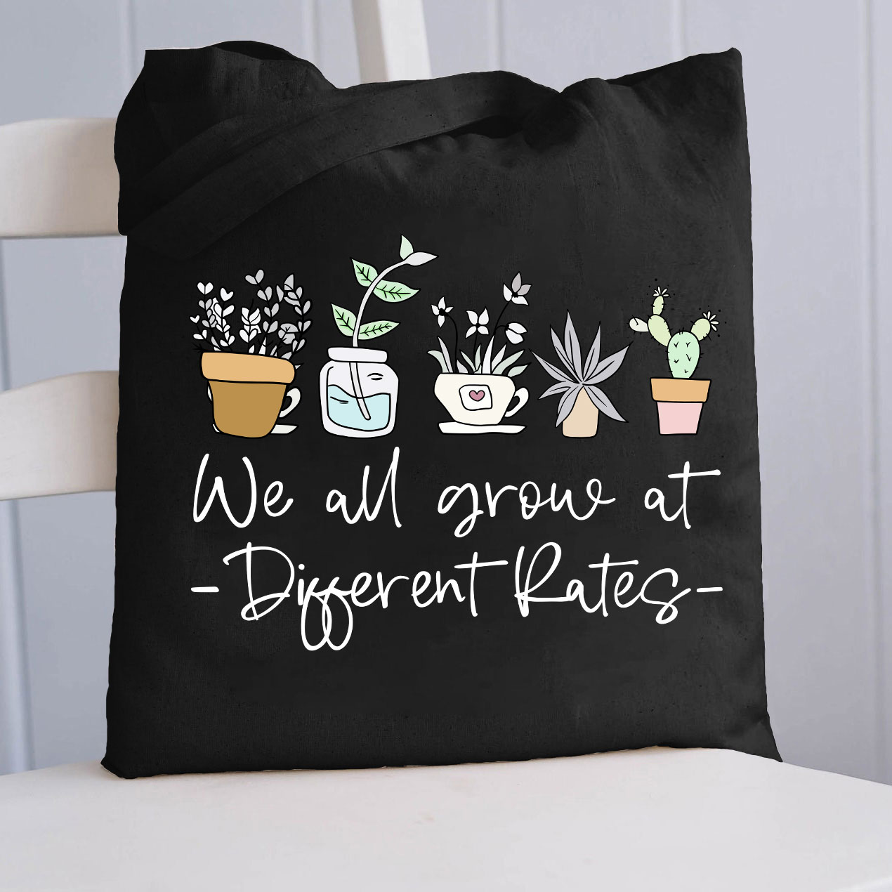We All Grow At Different Rates Plants Teacher Tote Bag