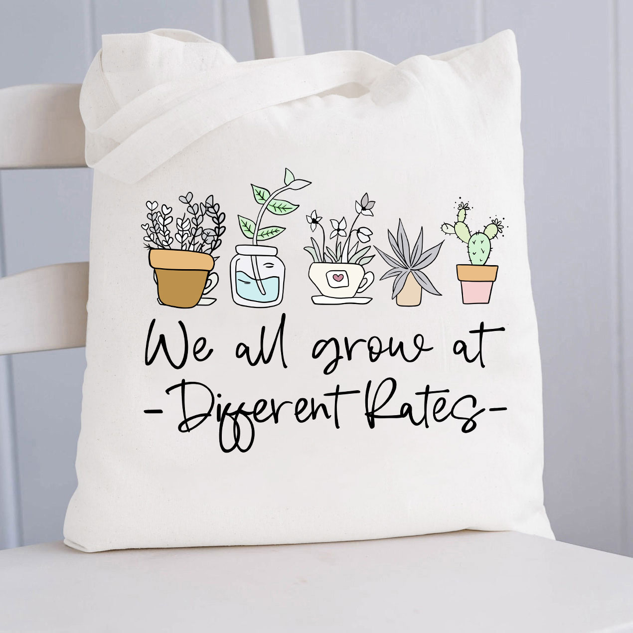 We All Grow At Different Rates Plants Teacher Tote Bag