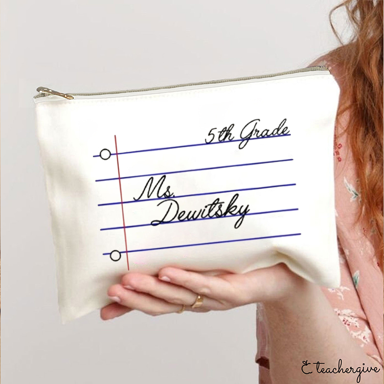 Personalized Grade Teacher Name Teacher Makeup Bag