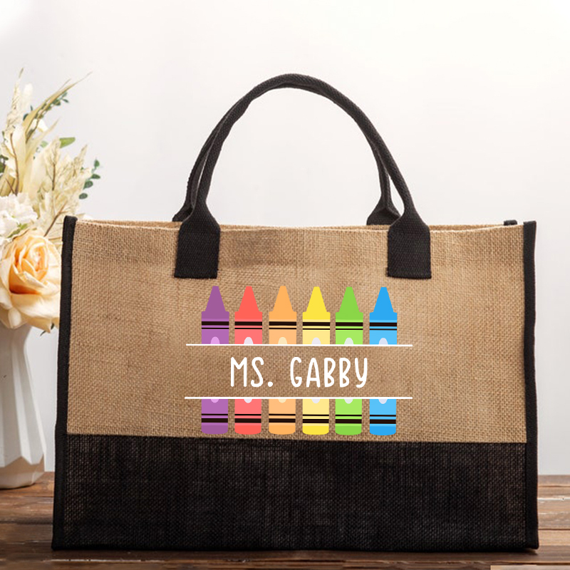 Personalized Pencil Teacher Name Cotton Tote Bag
