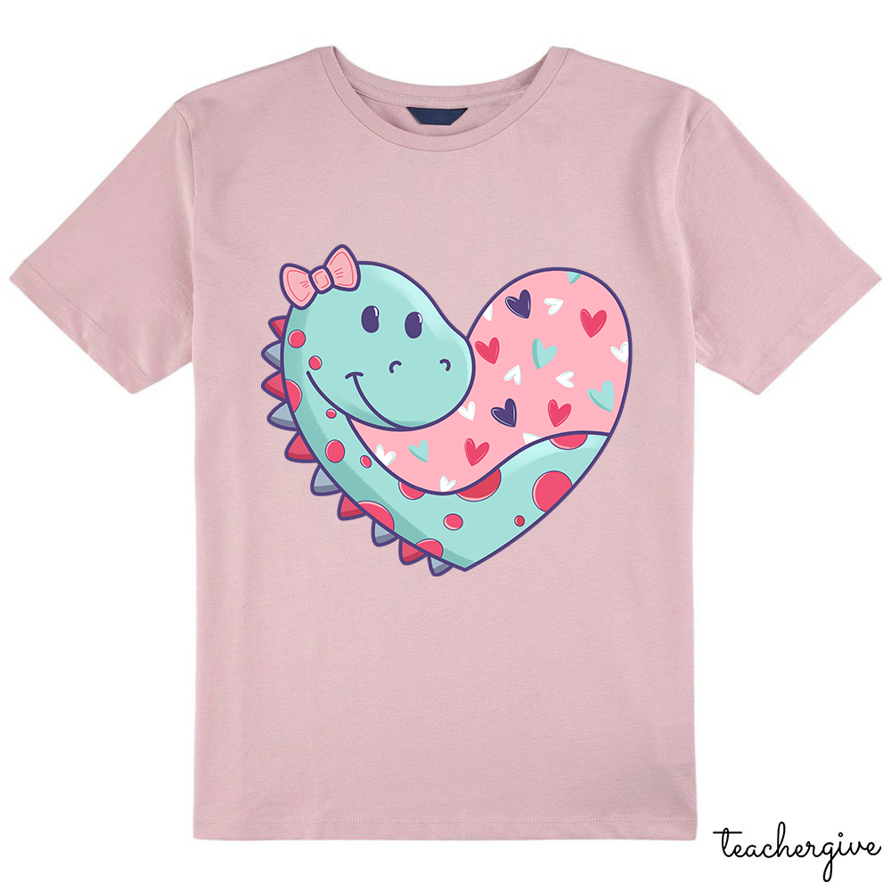 Cute Valentine Dinosaur Kid T-Shirt