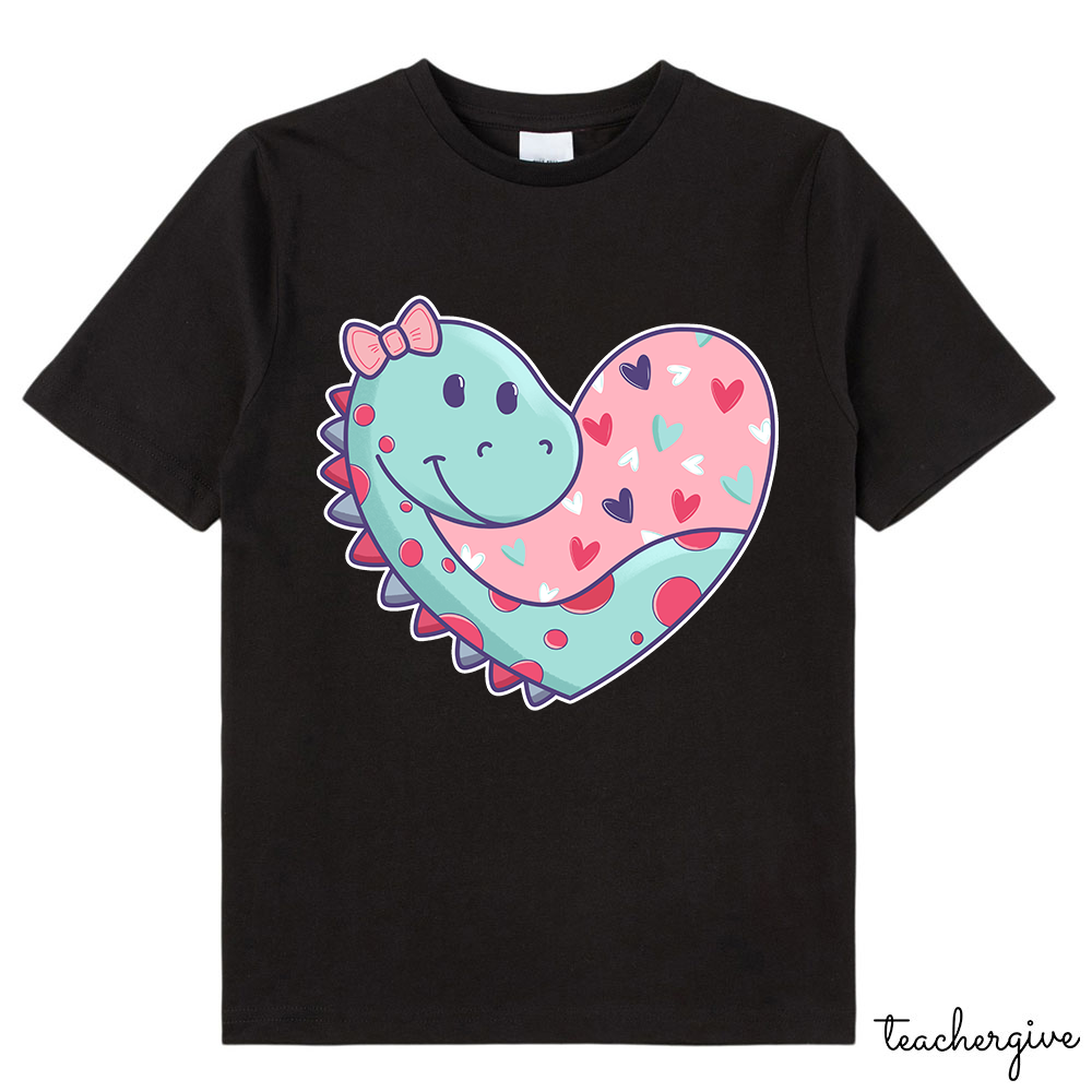 Cute Valentine Dinosaur Kid T-Shirt