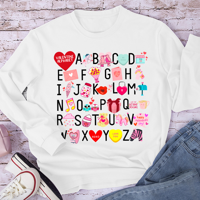 Valentine Alphabet Teacher Long Sleeve T-Shirt