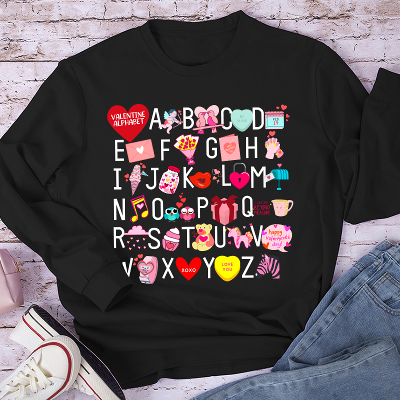 Valentine Alphabet Teacher Long Sleeve T-Shirt