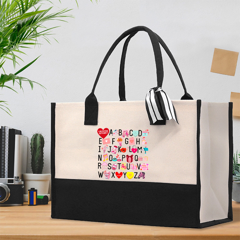 Valentine Alphabet Teacher Cotton Tote Bag