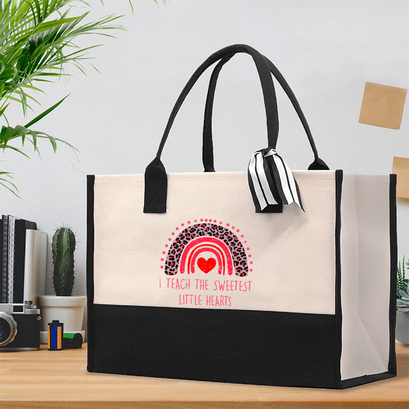I Teach The Sweetest Little Hearts Teacher Cotton Tote Bag