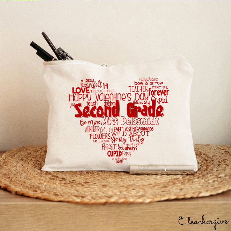 Personalized Teacher's Valentine's Day Teacher Makeup Bag